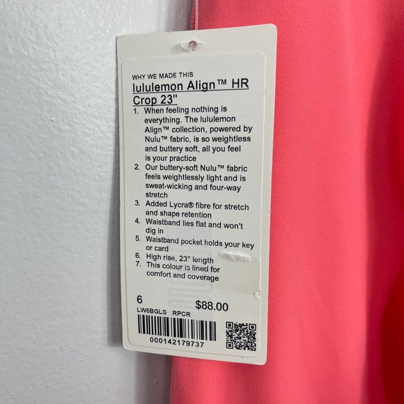 Lululemon Align High-Rise Pant 23" Raspberry Cream 6 NWT - Picture 7 of 7